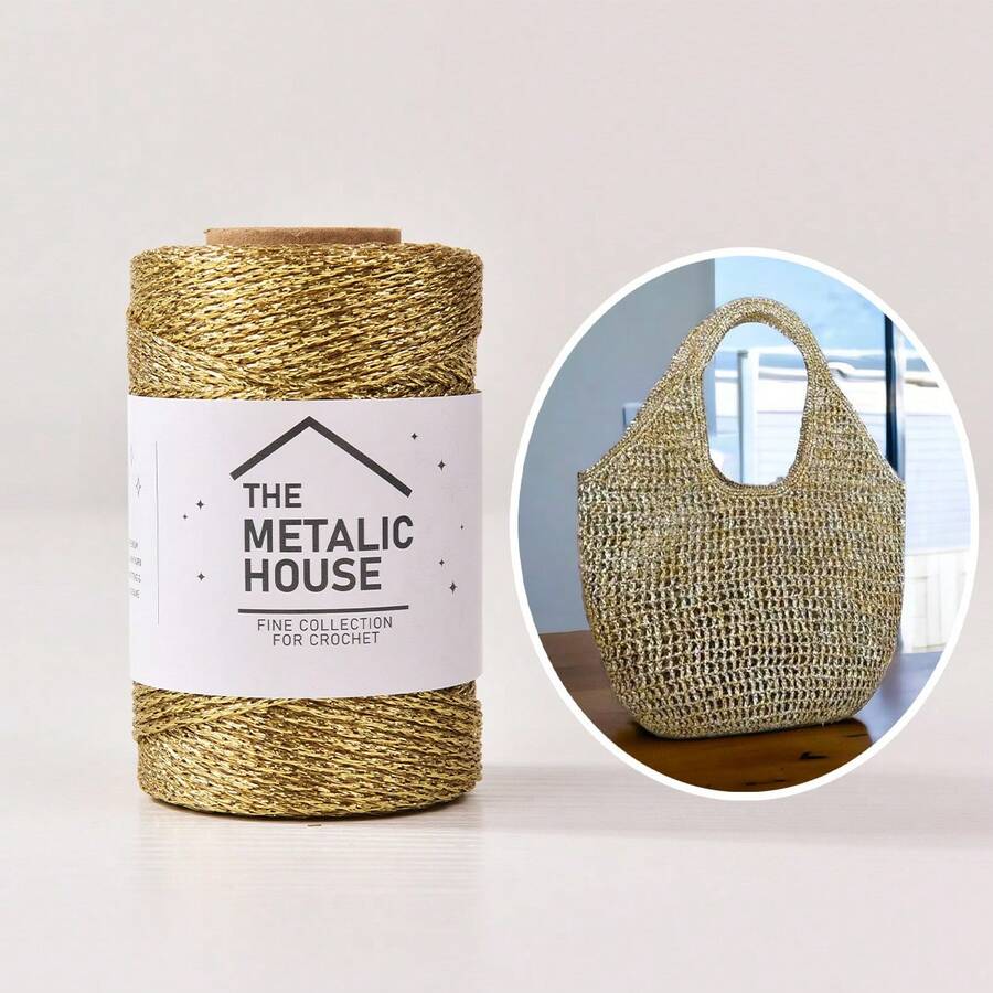 1 Gulungan Benang Glitter Metalik Emas dan Perak 3mm, Benang Rajut Buatan Tangan, 100% Poliester, Cocok untuk Kerajinan Tangan, Merajut, Wig, Merenda, Pembungkus Kado, Dekorasi Pesta, dan Dekorasi Pakaian