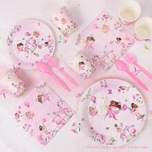10/80pcs Pink Fairy Theme Birthday Party Supplies Set, Fairy 1st Birthday Party Tableware Set, Suitable For Wedding Birthday Party Decorations - Multicolor - View 3