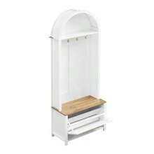 Multifunctional Cabinet With Shoe Rack, Shelf, And Hooks – Entryway Coat Rack, Sturdy MDF Construction, Modern Design, Durable Iron Legs, Practical Storage - 白色 - 查看 8