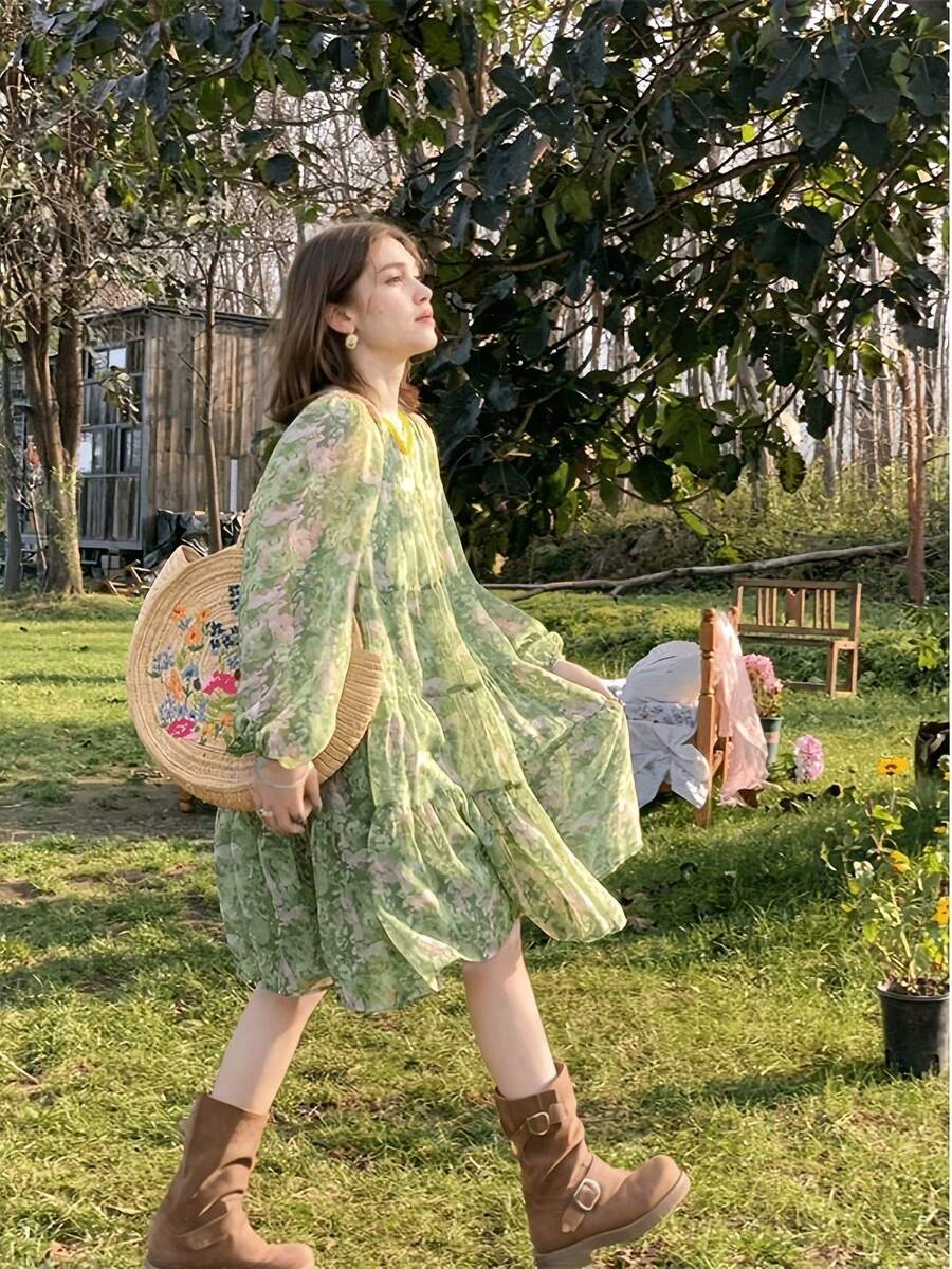 Women Midi Dresses - Green - View 1