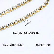 1m/3m/10m Single Row Crystal Rhinestone Chain, Multipurpose DIY Decor For Clothes, Shoes, Bags - White - View 7