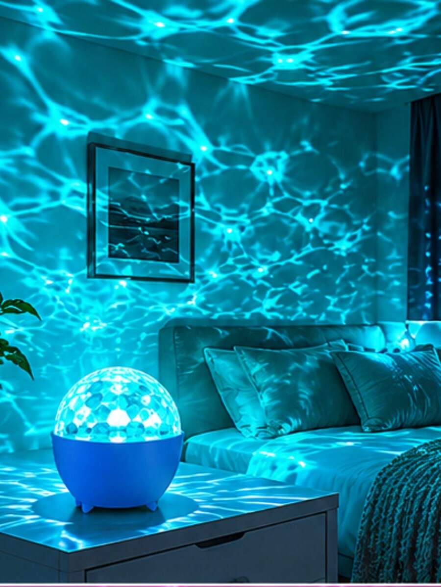 藍色 LED 水波紋投影燈，旋轉 RGB 海洋波浪夜燈，USB 供電浪漫氛圍燈，適用於臥室、遊戲室、派對、婚禮和家居裝飾，適合青少年、情侶和家庭在任何場合的必備禮物 - RGB - 查看 1