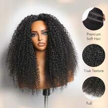 CEXXY Half Wig, 3-In-1 Curly Wigs For Women, 200% Density Glueless Curly Human Hair Wigs For Travel, Seamless Flip Headband Wig With Drawstring, Beginner-Friendly, Headband Wig With Curly Human Hair For Women, Glueless Wigs For Travel, Lace Front Wig, Wig Without Glue, Beginner-Friendly, Natural Color, Headband Wig For Daily Use - Natural Black - 查看 5