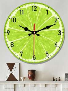 1 Pc 10 Inch/12 Inch Chic Lemon Design Silent Quartz Wall Clock - Round Wooden Clock For Bedroom, Living Room, Office, Kitchen & Bathroom Decor - Battery Operated (AA Battery Not Included),Home Decor Living Room,Living Room Decor,Wall Decor, - Multicolor - View 6