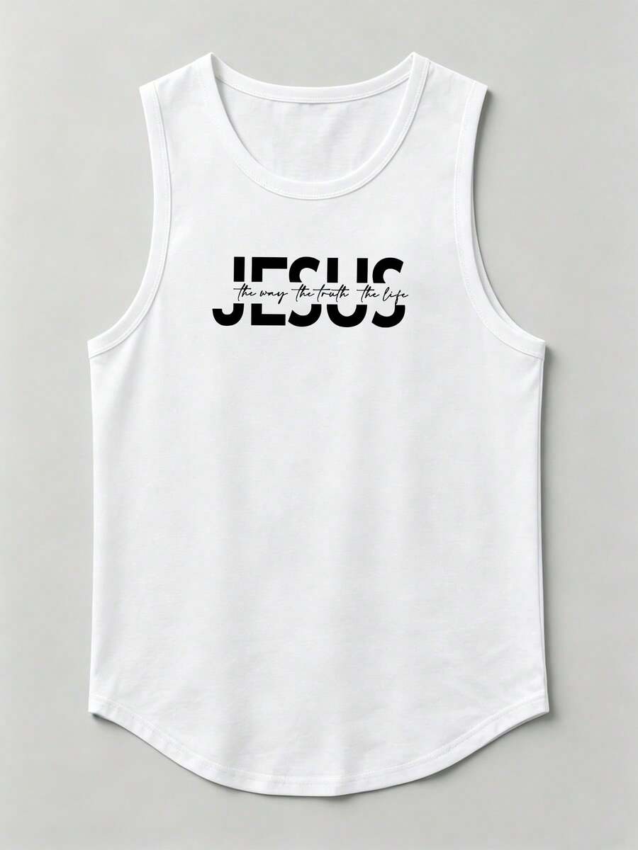 Men's Cotton Soft And Breathable Sports Vest With Patterns, Suitable For Casual Wear In Summer. - White - View 1