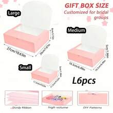 6/12pcs Elegant Pink Gift Box, Luxury Ribbon Gift Box, Groomsman Invitation Box, Bridesmaid Gift Box, Graduation Gift, Mother's Day Gift, Christmas Gift, Birthday Gift Box, Gift Bag, Father's Gift Box - Pink - View 13