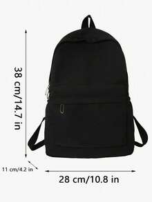 Large-Capacity Solid-Color Men's Backpack, Fashionable And Simple Travel Bag, Suitable For Casual Use, Japanese Style,Academic Style,Commuter Backpack, Unisex - Multicolor - View 3