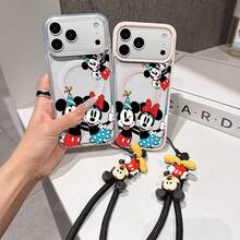 This Disney Mickey Mouse Pattern Lanyard Phone Case Features A Strong Magnetic Closure And Full Coverage Of Acrylic And TPU Material. It's Shockproof, Lightweight, And Suitable For IPhone17/16/11/13/15/15 Plus/15 Pro/15 Pro Max/12/14 Pro Max/11 Pro Max/12 Pro/12 Pro Max/13. It's A Popular Birthday Gift, Business Gift, Durable, Stain-Resistant, And Fingerprint-Resistant New Phone Case For Men And Women. It Also Includes A Mickey Mouse Phone Case And Mickey Mouse Doll Bracelet. Compatible With SamsungGalaxy S20, S21, S22, S23, And S24 Series. It's The Perfect Gift For Friends And Family. This Stylish Phone Case Is Fun, Lightweight, And Durable. IPhone17 Pro Max Phone Case, Minnie Phone Case. - Trong sáng - Xem 4