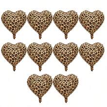 18 Inch Leopard Print Heart Shaped Foil Balloon, Suitable For Wedding, Bachelorette Party, Birthday, Holiday Decoration - Multicolor - View 5