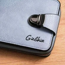 Men's Litchi Grain Wallet, Short Style High-Quality Snap Closure Bifold Wallet, Multi-Card Slots Large Capacity Coin Purse - Multicolor - View 6