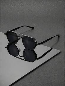 Steampunk Style Double Bridge Sunglasses, UV Protection, Face-Flattering, Comfortable & Versatile, Women's Sunglasses, Suitable For Driving, Commuting, Travel And Outdoor Wear - Multicolor - View 2