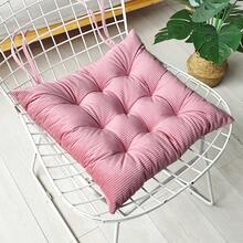 Reinforced Seat Cushion With Straps For Office Chairs, Square Cushion For Students, Corduroy Striped Cushion In Color For Bay Windows, Seat And Back Cushion. - 條紋藍色 - 查看 10