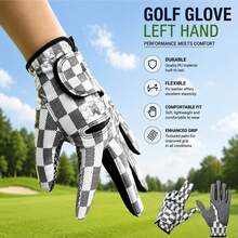 Professional Leather Golf Glove, Non-Slip Golf Glove, Men's Left Hand Golf Glove 1pc, Premium Training Golf Durable Glove, Random Pattern Cut Glove - White - View 3