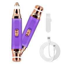 Conduroma 2-In-1 Facial Hair Remover & Eyebrow Trimmer For Women – Dual Heads Dual Functions No Head Swapping Needed – Painless Face Hair Shaver For Lip Chin Cheek Forehead – 360° Ring LED Light USB-C Rechargeable. - Multicolor - View 12