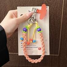 1pc Dopamine Colorful Phone Wrist Strap Chain For Women, Exquisite Premium Phone Case Back Clip Pad, New Style Phone Chain Pendant Strap With Anti-Theft Metal Buckle, Durable Anti-Loss Safety Wrist Rope Charm - Multicolor - View 10