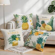 4pcs Tropical Fruit & Plant Pattern Pillow Covers, Single-Sided Printed Cushion Covers, Suitable For Living Room, Sofa, Bedroom Decor, Without Pillow Insert, 40x40cm/45x45cm/50x50cm - Multicolor - View 9
