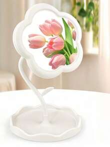 Floral Pattern Tabletop Makeup Mirror, Cute Tabletop Vanity Mirror, Tabletop Makeup Mirror With Jewelry Storage Rack, Vanity Mirror With Jewelry Tray, Rotatable Adjustable Tabletop Mirror, Makeup Mirror Suitable For Bedroom Vanity Or Makeup Table, Lightweight Travel Comb (With Built-In Mirror) - Perfect For Putting In A Handbag - Multicolor - View 9
