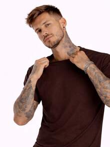 Men's Basic Casual Plain T-Shirt In Premium Combed Cotton, Sizes S To XL - Rust Brown - View 4