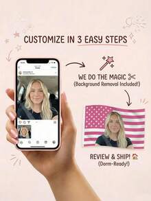 1pc Customized 3x5ft Pink American Flag, Personalized Photo Tapestry, Custom Banner For Bachelorette Party, Dorm Room Decor, Independence Day Poster - Multicolor - View 5