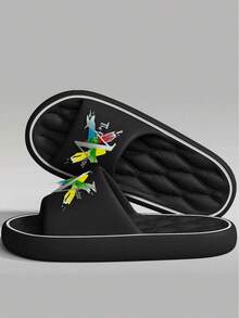 Spring/Summer INS Style Slides, Versatile And Comfortable, Quiet And Durable Sole, Essential For Home, Hotel, Office, Outdoor Hiking, Lightweight And Long-Wear Without Foot Fatigue, Unisex - Black - View 3