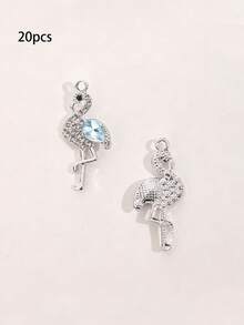 10/20/100pcs Rhinestone Flamingo Pendant Bracelet Earring Keychain Charm Alloy Oil Drip Electroplated Jewelry Accessories - Flamingos - View 8
