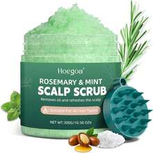 Rosemary Scalp Scrub & Exfoliator - For Fuller-Looking Hair - Sea Salt & BHA Scalp Treatment With Silicone Massage Brush - Deep Cleansing For Oily Roots - Rosemary - View 1