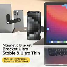 1 pieza Soporte de pantalla dual para computadoras y teléfonos móviles, soporte magnético de sincronización para portátiles, soporte de expansión de metal para pantallas laterales de monitor, plegable y portátil - Multicolor - Ver 3