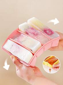 1 pieza Molde de silicona largo para hielo, congelación rápida y fácil liberación de hielo, molde de hielo casero DIY, molde para pasteles, molde para paletas, caja esencial para hacer hielo en verano, se usa para congelar café, bebidas, leche - Multicolor - Ver 7