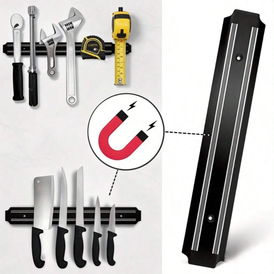 Magnetic Knife Holder,Magnetic Stripe Replacement For Blackstone Griddle, BBQ Tool Holder, Universal Grill Utensil Organizer Rack, Magnetic Knife Bar For Kitchen Tool Holder,Multipurpose. Easy Installation - Black - View 1
