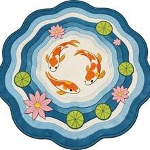 1件法式粉色锦鲤卧室床边装饰地毯，现代简约蓝色莲花池客厅沙发绒地毯，蓬松柔软不对称波浪形装饰地毯，适用于客厅地毯、客厅区域地毯、小地毯、垫子、家居装饰、大客厅地毯、客厅家居装饰、房间装饰、可水洗地毯 - 彩色 - 查看 13