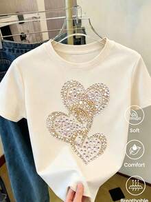 Short-Sleeved T-Shirt For Spring And Summer 2026, Made In Mexico. Cartoon Print, Couple Design, Suitable For Indoor Or Outdoor Wear. Crew Neck, Unisex, Ideal For Office And Leisure. One-Piece Pack. Unisex Cotton Loose-Fitting Short-Sleeved Crew Neck T-Shirt In An Urban Vintage Style. - 杏色 - 查看 12