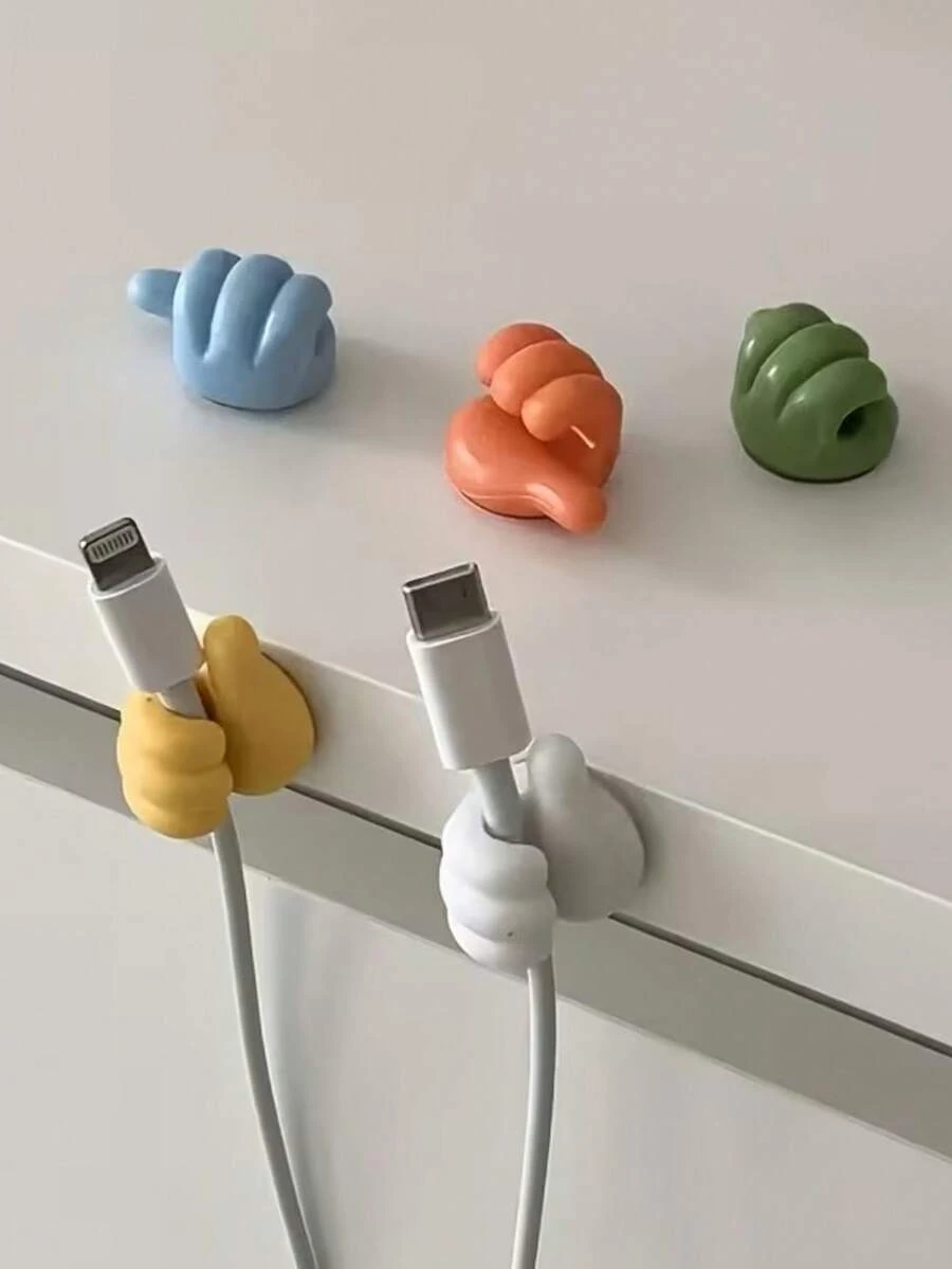 Penjepit Kabel Berbentuk Jempol - Kait Perekat untuk Penggunaan Rumah Tangga, Dapur, dan Kamar Tidur, Kuning, Biru, Putih, Hijau; Bahan Plastik, Cocok untuk Menjepit Kabel Pengisi Daya dan Aksesori Kecil, Pengatur Penyimpanan Meja dan Laci, Penting untuk Rumah - A - View 1