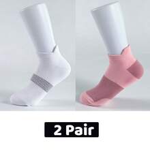 5 Pairs/2 Pairs Women's Fashion Contrast Color Ear Tab Foot Protection Casual Short Socks, Spring/Summer Sweat-Absorbing Breathable Creative Sports Socks With Waistband Fit, Daily Versatile - Multicolor - View 13