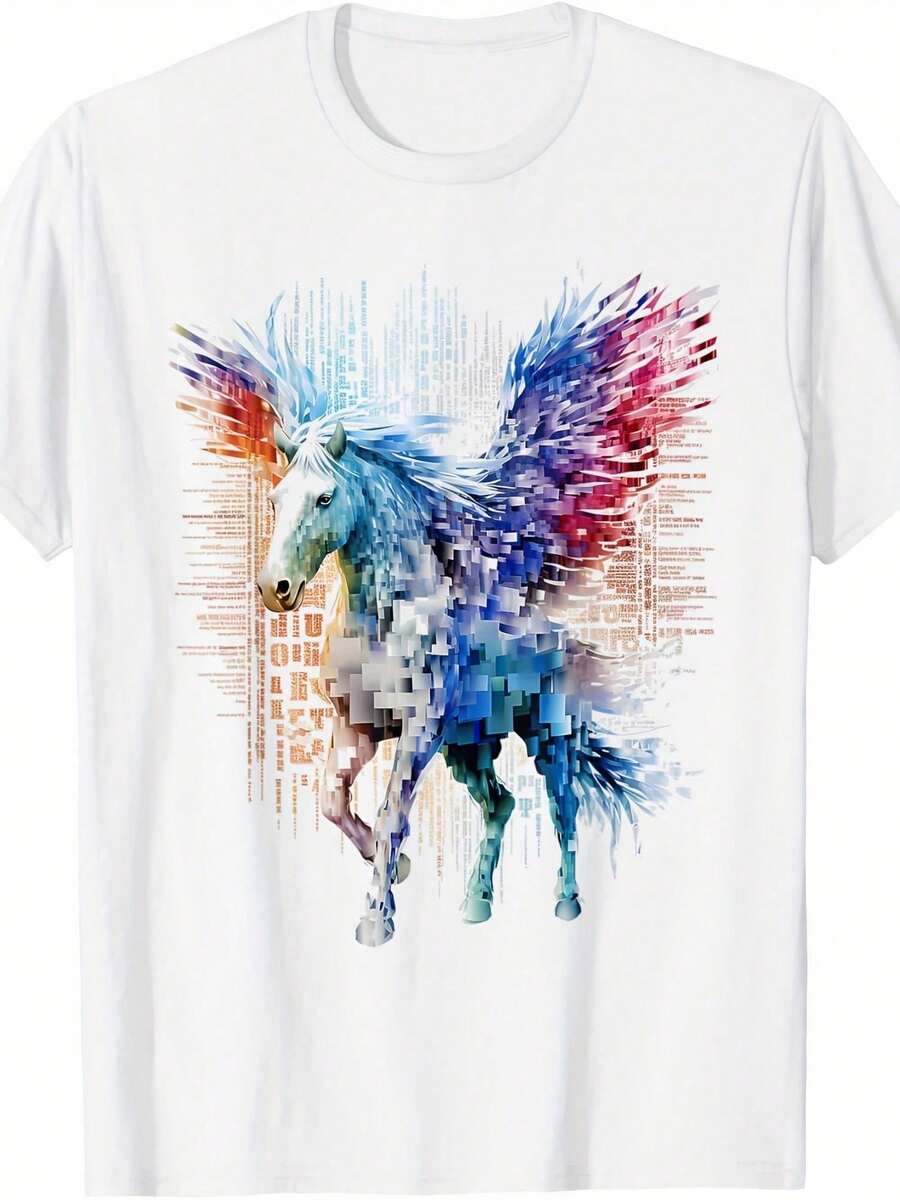 Camiseta con Retrato Abstracto de Artista - Rosa - Ver 1