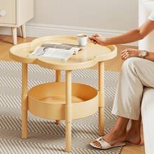 1pc Classic Fashion Storage Table, Double-Layer Design, Suitable For Bedside, Living Room Coffee Table, Office Storage Rack Or Creative Cream-Colored Modern Minimalist Side Table - Curved Anti-Collision Edge, Suitable For Kitchen, Bathroom, Bedroom Bedside Table Side Table - Multicolor - View 7
