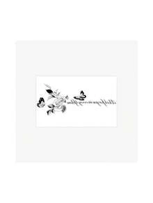 1 pieza Pegatina de tatuaje de mariposa y rosa en inglés, Pegatina de tatuaje de mariposa y rosa de estilo romántico, Adecuada para clavícula / hombro & cuello / brazo - Multicolor - Ver 6