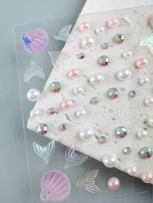 1pc Mermaid Theme Self-Adhesive Face Gem Stickers, Crystal Rhinestone Temporary Stickers, Suitable For Festival Carnival Makeup Enhancement, Stage Performance Face Makeup DIY Decoration Accessories - Multicolor - View 9