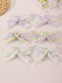 Set de 2 piezas/6 piezas de pinzas para el cabello con lazo de malla para niñas, adecuado para decoración diaria - Multicolor - Ver 10