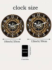 A Wooden Round Wall Clock With Text Design, Silent Without Ticking, Suitable For Home Holiday Decoration And - Multicolor - View 4