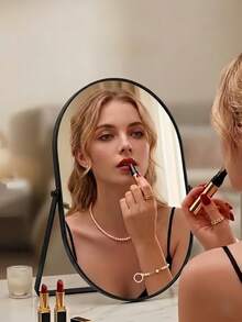 Large Bathroom Vanity Mirror, Metal Stand Makeup Mirror, Desktop Dressing Mirror, Portable Bathroom Mirror, 360 Degree Rotation, Home Decor, Bedroom Accessory, Bathroom Decor, Multi-Functional Mirror, Suitable For Bathroom, Office, Bedroom, Wedding, Back To School, Halloween, Christmas Best Gift - Multicolor - View 4