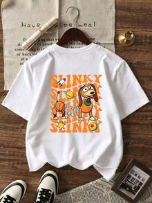 New Arrival | Official Disney Toy Story Slinky Dog Kids T-Shirt, 100% Cotton Super Soft Ultra Comfort Short Sleeve Tee, Stylish Relaxed Fit Dual-Sided Print Tops For 4-12Y Boys & Girls, High-Value High Head-Turning Rate Daily Versatile Commuting Essential Casual T-Shirt For All Seasons, Express Delivery - White - View 4