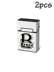 1/2Pcs Estuche de cigarrillos personalizado, estuche de cigarrillos magnético con nombre grabado personalizado, estuche de cigarrillos con tapa abatible personalizable y elegante, capacidad para 20 cigarrillos, regalo personalizado para el Día del Padre, portacigarrillos, regalos de aniversario, regalos para padrinos de boda - Estilo A - Ver 14