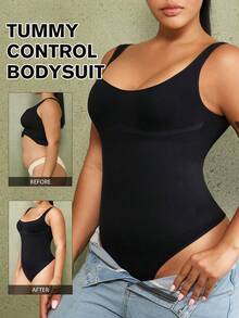 1pc Plus Size Women Seamless Shapewear, Tummy Control & Butt Lifting - Black - View 2