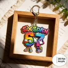 1pc 2D Flat Cute Colorful Acrylic Cartoon Keychain, Acrylic Key Chain Decor, Lovely Bag Pendant, Gift For Friends - Multicolor - View 2