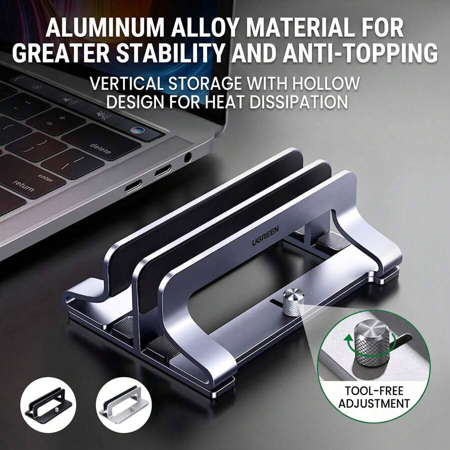 UGREEN The LP258 Laptop Stand Features Adjustable Width, Multi-Sided Silicone Anti-Slip Design, Perforated Ventilation, And A Stable And Durable Aluminum Alloy Construction. It Is Compatible With Apple MacBook, Lenovo, HP, And Other Laptops. - View 1