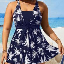 dahkjdgajy Swim Lushoire Set de 2 piezas Traje de baño tankini con estampado digital para mujer de talla grande, verano - Blanco y Negro - Ver 7