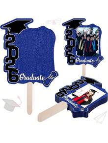 1/5/10/20pcs Customizable Handheld Graduation Signs, Personalized With Your Own Photos And 2026 Graduation Cap Design, Cute And Fun Style, Suitable For Graduation Season And Back To School, High-Quality Graduation Party, Classroom Decor, Family Gathering And Graduation Gift Photo Props - Multicolor - View 11