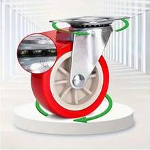 2 chiếc bánh xe xoay chịu lực nặng có phanh/bánh xe cố định/bánh xe xoay, bánh xe xoay bền màu đỏ & trắng với PVC linh hoạt, bánh xe xoay im lặng 360°, phù hợp cho nội thất, xe đẩy tay, kệ trưng bày, v.v. Chuyển động yên tĩnh và mượt mà, dễ dàng di chuyển vật liệu - bánh xe - Xem 12