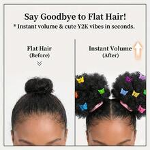 3 Inch Fluffy Afro Puff Hair Buns, 2PCS Y2K Kinky Curly Synthetic Hair Extensions With Colorful Butterfly Clips, Instant Volume Hair Accessories For Women - 彩色 - 查看 5