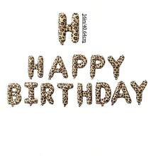 13件/組 豹紋生日橫幅字母鋁箔氣球，生日快樂字母，適用於生日派對裝飾、主題派對佈置、生日氛圍裝飾 - 查看 4